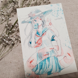 手描きイラスト アナログイラスト イラストオーダー 透明水彩 原画