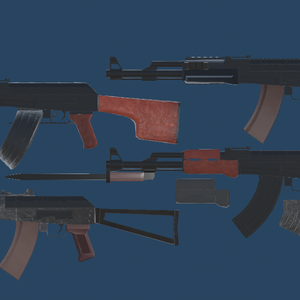 [R-18&R-18G&商用可] AK-47 & SKS & アタッチメント 3Dモデル