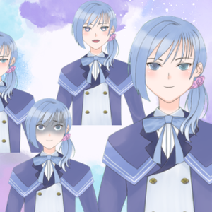 紫陽花モチーフオッドアイ清楚系男子（汎用モデル・PSDファイル付き）