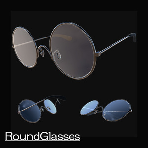 【複数アバター対応】 RoundGlasses 【調整シェイプキーあり】