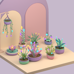 【Unity・3D植物素材】パステルの鉢植え9種セット｜草晶の夢庭