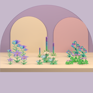 【Unity・3D花素材】パステルの花6種・3サイズ｜ベルフラワー・メドウ