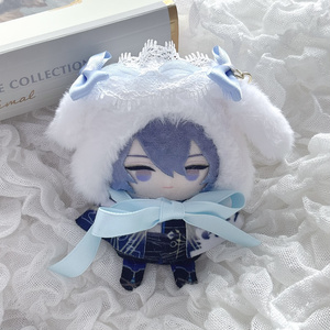 黒キラ×水色キラ］にじぱぺっと ぬい服 ぬい帽子 猫耳 ニット帽 編み物