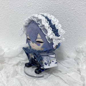 黒キラ×水色キラ］にじぱぺっと ぬい服 ぬい帽子 猫耳 ニット帽 編み物