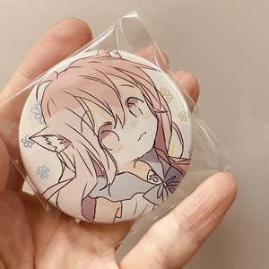 淡色ピンクのケモミミちゃん缶バッジ