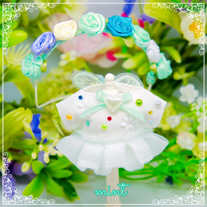 ちびぬい 服 ブラウス フリル付きサロペット ぬい服｜10cm 15cm 16cm｜フリルリボンサロペット+帽子のセット