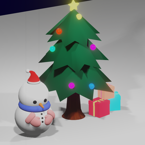 Xmasセット(ツリー、ゆきだるま、プレゼントボックス)
