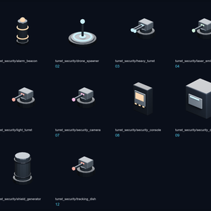Neon Security Visual Props Pack - 12 Static Sci-Fi Assets