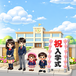3Dぷっくり入学・卒業式クリップアートセット（透過PNG）