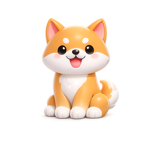 【無料サンプル】ぷっくり3D 柴犬と桜クリップアート（透過PNG）