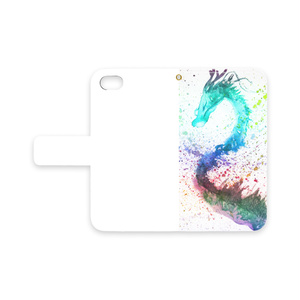 青龍手帳型iPhoneケース -デジタル加工ネオン - iPhone 8 / 7 / SE2 - ストラップ穴 あり