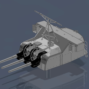 【STLデータ】1/350 戦艦大和　15.5cm副砲データ　Battleship Yamato 15.5cm Secondary Turret