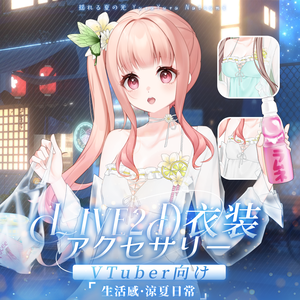 【VTuber向け】【Live2d付き】🍋生活感あふれる涼夏日常🫧 【揺れる夏の光】/Live2D衣装アクセサリー【VTS】配信用素材/動く背景