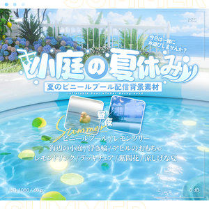 🍋🌊【昼夜差分】小庭の夏休み｜ビニールプールの動くVTuber配信背景素材 / Animated Summer Pool VTuber Background