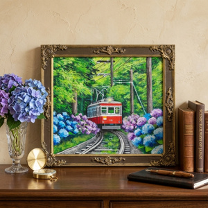 [Original drawing] A prime spot in early summer ~Along the railway tracks where hydrangeas bloom~...