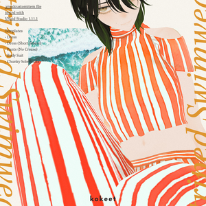 Striped Swimwear #VRoid #kokeet
