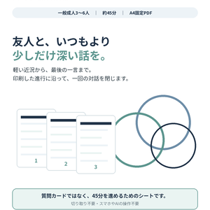 友人3～6人の45分対話進行シート｜軽い話から最後の一言まで