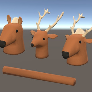 【3D小物】ウマとシカと馬鹿の頭（あにまるへっず）