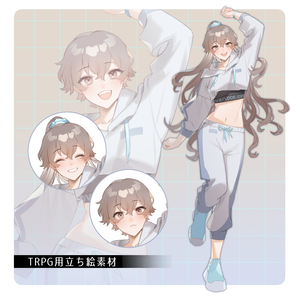立ち絵素材15【女性】表情差分7種/髪型差分