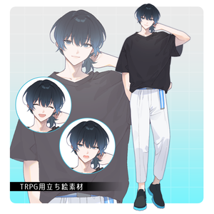 立ち絵素材24【男性/黒髪】表情14種