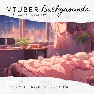 Animated Vtuber Background Twitch Overlay Cozy Peach Bedroom Looped Kawaii Streaming