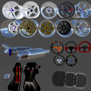 [無料]車のカスタムパーツ[VRChat](ホイール、マフラー、ステアリング等)