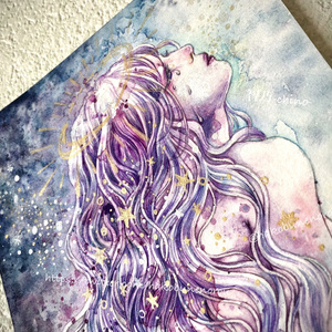 油絵 油彩 油彩画 絵画 絵【夜空のネモフィラの丘】 - arashi1783 - BOOTH