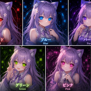 【VTuber汎用】重ねるだけで電脳化！サイバー・ネオン瞳テクスチャ5色セット【Live2D/配信素材】