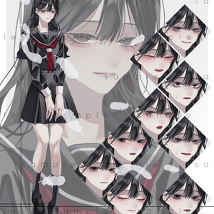 【無料/有料】立ち絵素材_女の子_セーラー服_黒髪_長髪