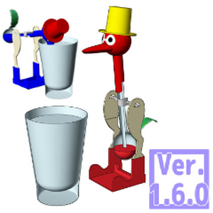 3D　水飲み鳥(クリスタ1.6.0~・コミスタ用)ドリンキングバード　平和鳥　ハッピーバード