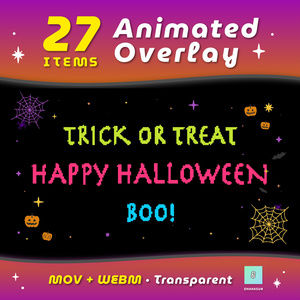 【OBS対応｜透過｜ループ】8bitレトロゲーム風🎃可愛く動く！ハロウィンアイコン全27種セット・mov・webm・透過・オーバーレイ
