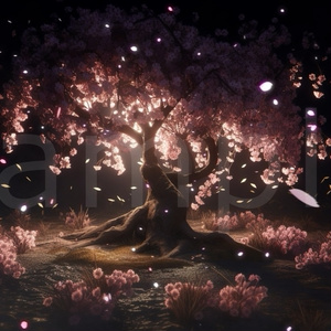 【ちょこっと動く背景動画シリーズ】004　夜桜　（他　画像6点セット）