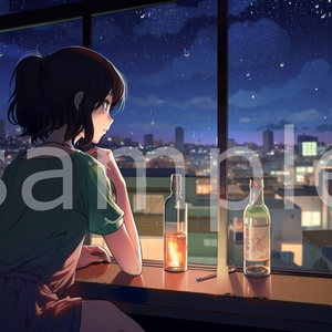 【ちょこっと動く背景動画シリーズ】002　窓際の少女と雨