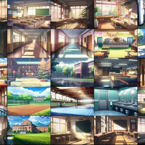 【4Kアニメ系現代建物シリーズ⑤】学校編　其の二 　131枚