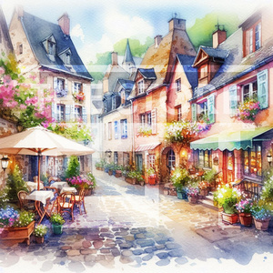 【イラスト素材】ヨーロッパの田舎町