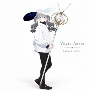 【VRChat】Voyra / Aurea - 星を記録する魔女の帽子＆杖セット【lilToon】
