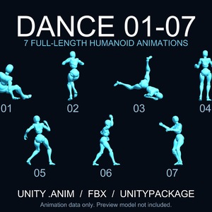 Dance Pack 01–07 | ダンスモーション7種【Unity Humanoid / FBX】