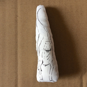 水墨画風恐竜イラストブローチ