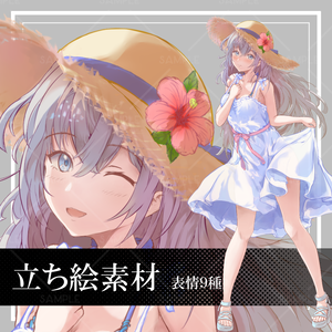 期間限定50％OFF！10/31まで【ワンピースの女の子　立ち絵素材】ワンピース_全身_女性【表情差分9種】