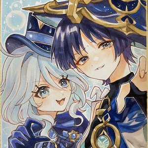 Genshin Impact fan art, hand-drawn illustrations