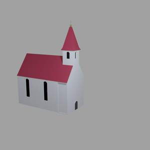 小さな教会の3Dモデル | 3D model of a small church [ローポリ/Low Poly] 缩略图 2