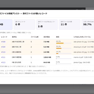 pullie 添付ファイル容量アシスト｜kintone対応 添付ファイルが重いレコードを一覧にします
