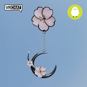 桜三日月-2 (さくらみかづき)３Dイヤリング (Cherry blossom Crescent 3D earring)