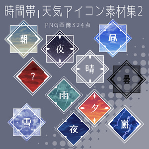 【画像素材】時間帯・天気アイコン素材集Ⅱ