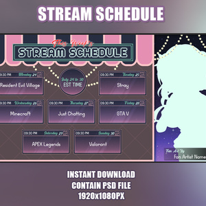 Vtuber Stream Schedule Template, Festival, Purple スケジュール レイアウト