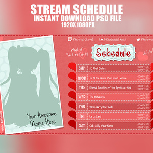Valentines Theme Stream Schedule Fully Customizable スケジュール レイアウト
