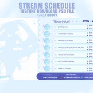 Cloud Arrow Light Blue, Yellow, Pink 3 in 1 Stream Schedule Template スケジュール レイアウト