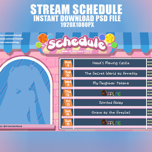 Candy Pink Blue Stream Schedule Template スケジュール レイアウト