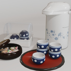 お茶菓子セット　3Dモデル