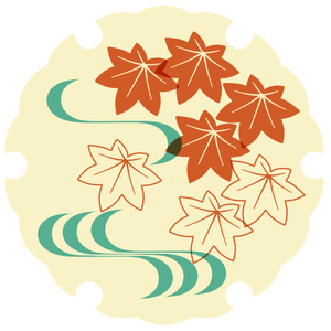 雪輪に紅葉イラスト素材
